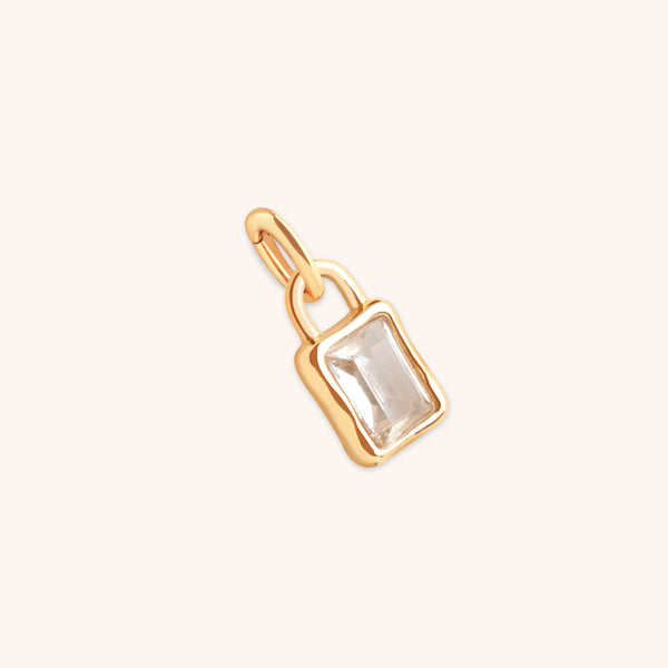 White Topaz April Clip Charm in Gold