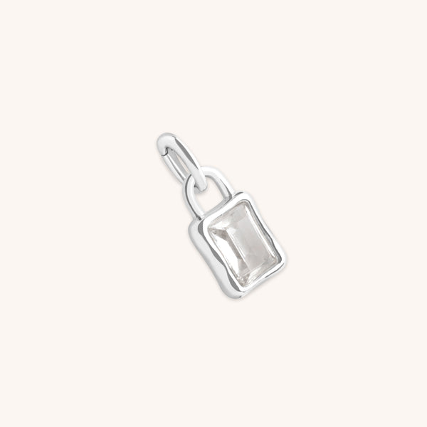 White Topaz April Clip Charm in Silver