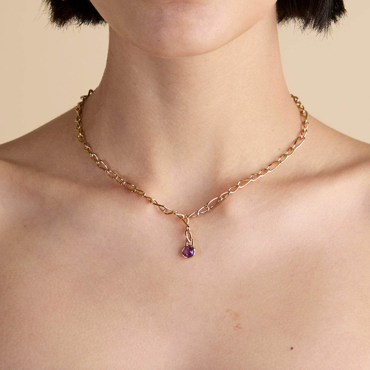 Amethyst February Clip Charm in Gold-Astrid &amp; Miyu