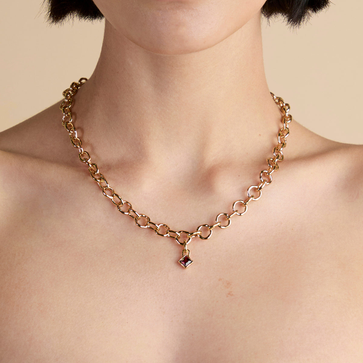 Garnet January Clip Charm in Gold