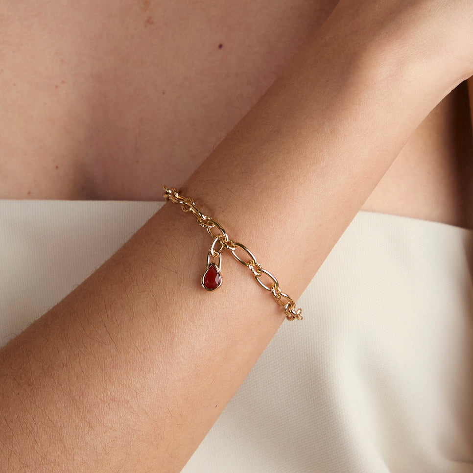 Red Chalcedony July Clip Charm in Gold-Astrid &amp; Miyu