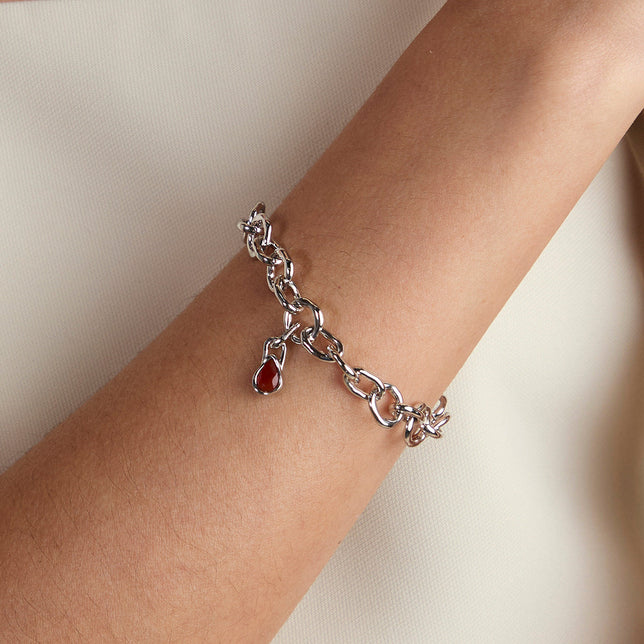 Red Chalcedony July Clip Charm in Silver-Astrid &amp; Miyu