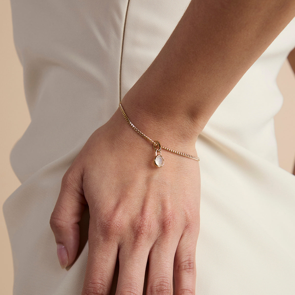 Moonstone June Clip Charm in Gold