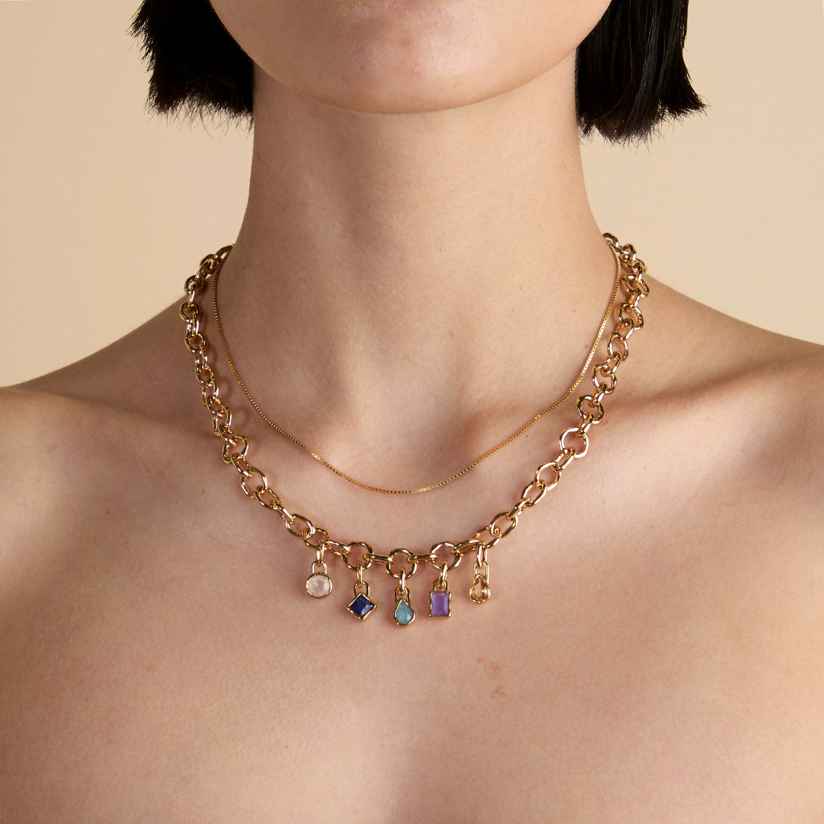 Moonstone June Clip Charm in Gold