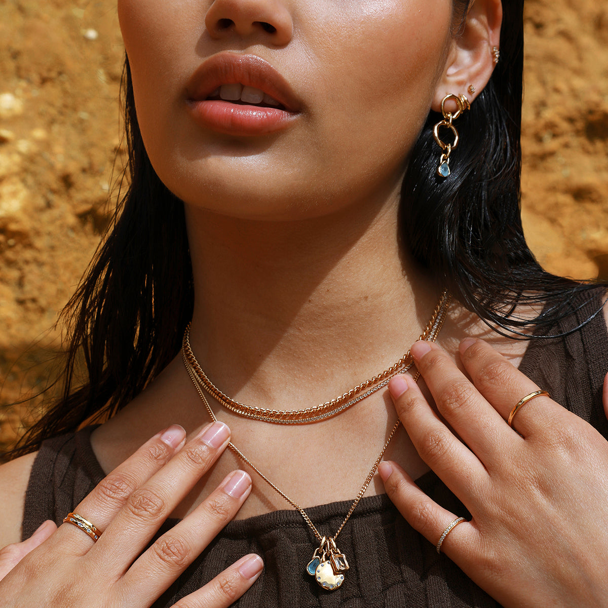 Aquamarine March Clip Charm in Gold-Astrid &amp; Miyu