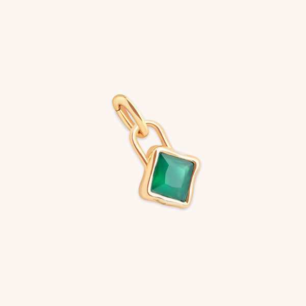 Green Agate May Clip Charm in Gold