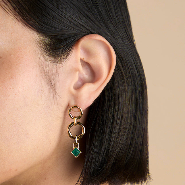 Green Agate May Clip Charm in Gold-Astrid & Miyu