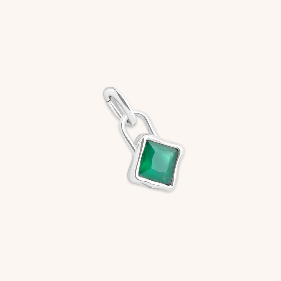 Green Agate May Clip Charm in Silver-Astrid &amp; Miyu