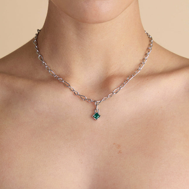 Green Agate May Clip Charm in Silver-Astrid &amp; Miyu