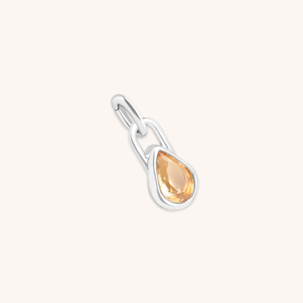 Citrine November Clip Charm in Silver