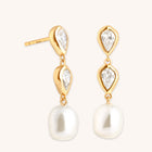 Pear Bezel & Pearl Drop Studs-Astrid &amp; Miyu