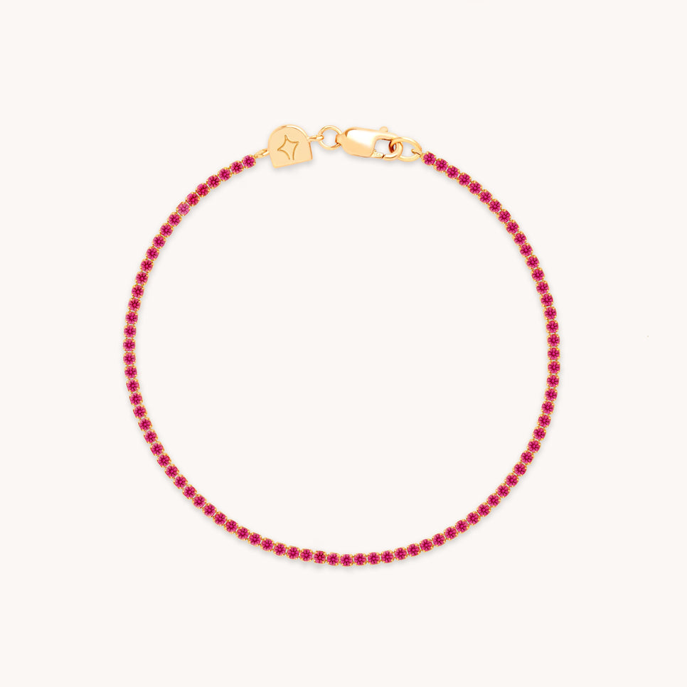 Pink Tennis Chain Bracelet in Gold