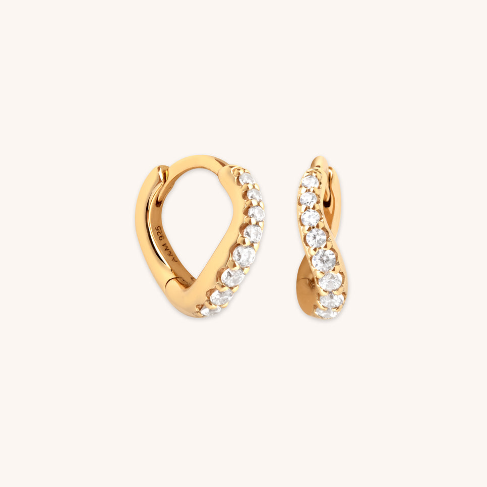 Wave Crystal Huggies in Gold