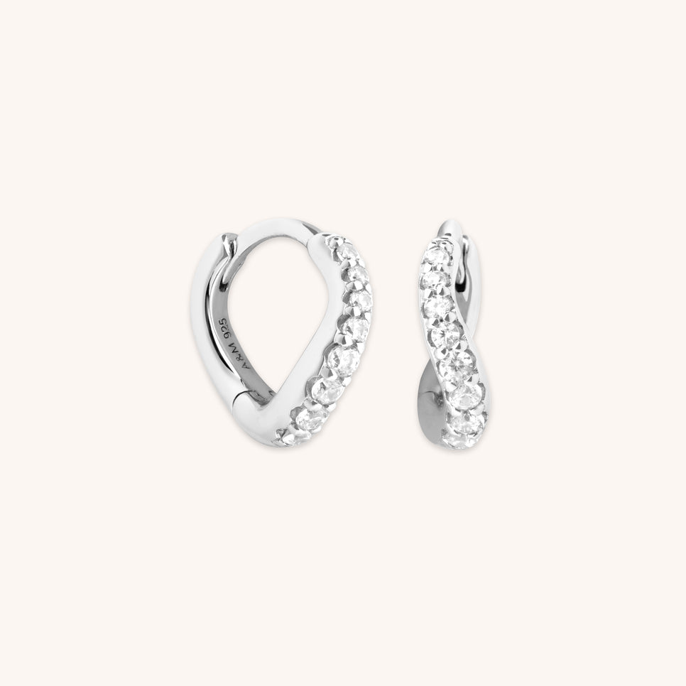 Wave Crystal Huggies in Silver