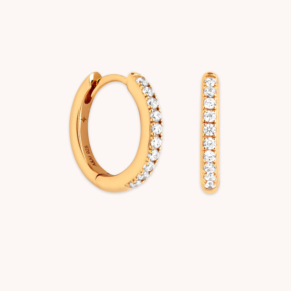 Essential Crystal Small Hoops in Gold