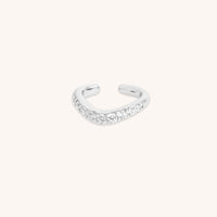 Wave Crystal Ear Cuff in Silver