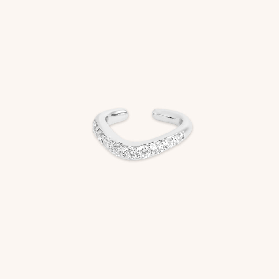 Wave Crystal Ear Cuff in Silver