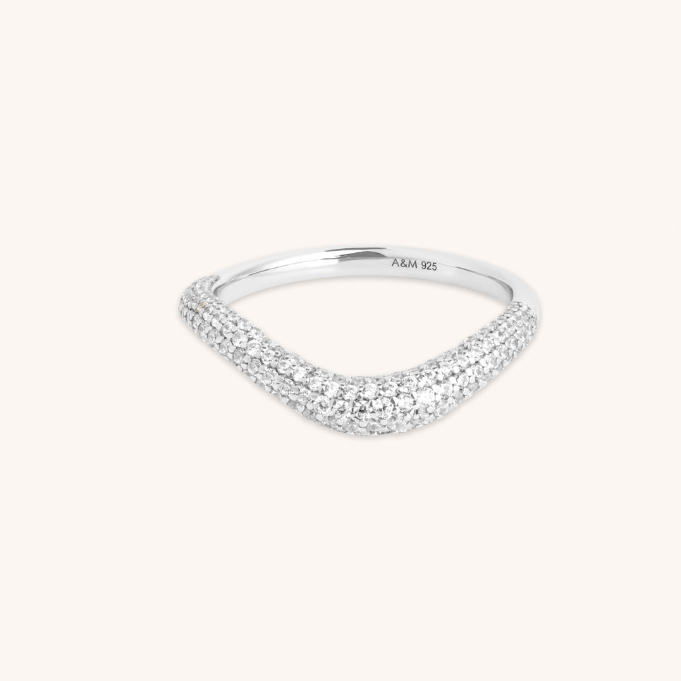 Wave Crystal Ring in Silver