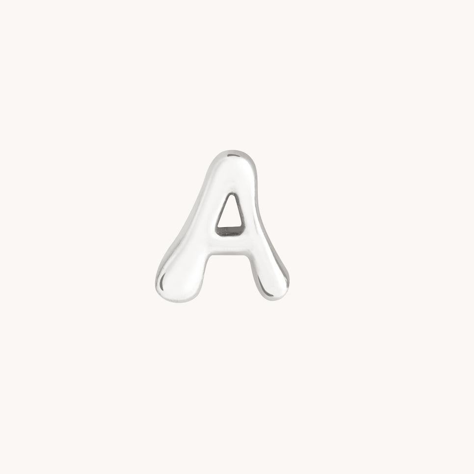 A Initial Click Charm in Solid White Gold