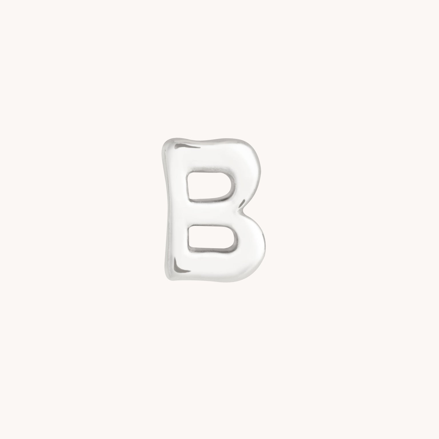 B Initial Click Charm in Solid White Gold