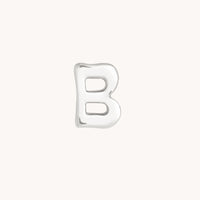 B Initial Click Charm in Solid White Gold