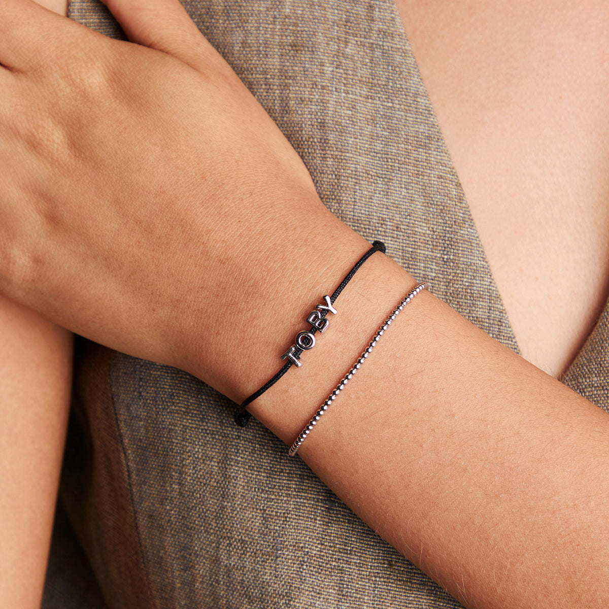 B Initial Click Charm in Solid White Gold-Astrid &amp; Miyu