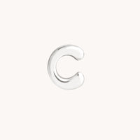 C Initial Click Charm in Solid White Gold