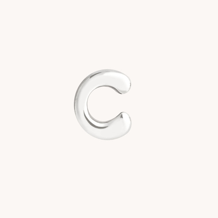 C Initial Click Charm in Solid White Gold