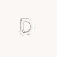 D Initial Click Charm in Solid White Gold