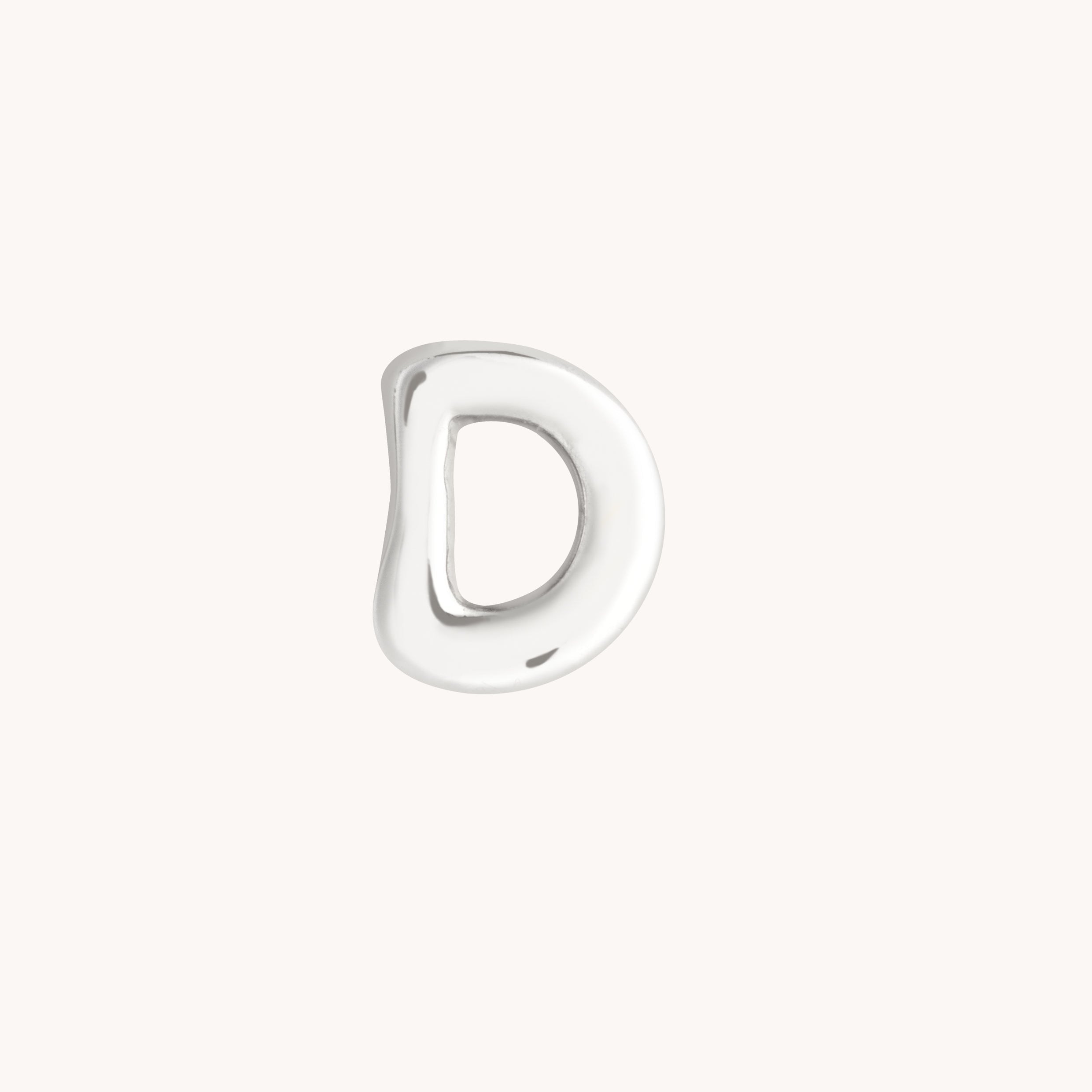 D Initial Click Charm in Solid White Gold