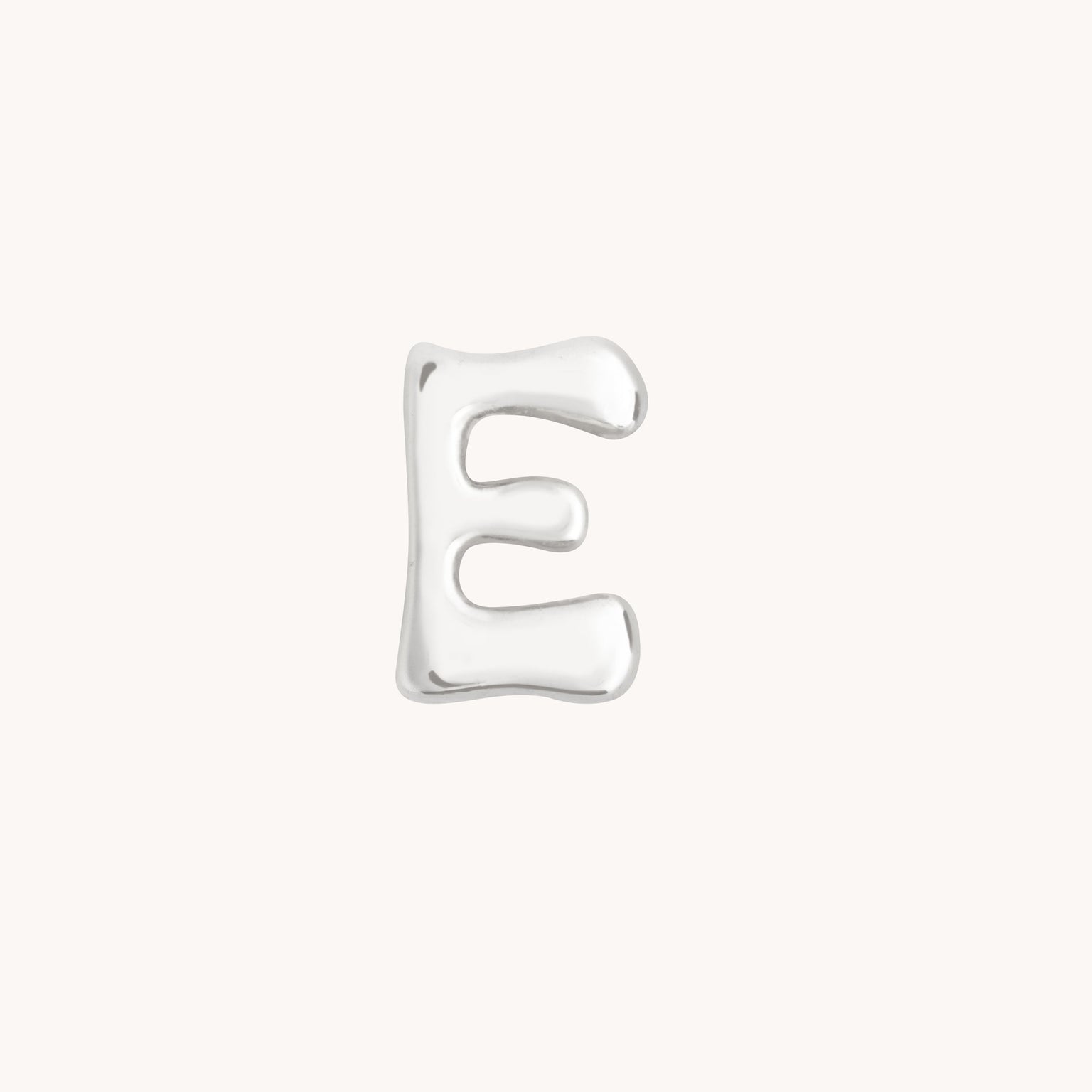 E Initial Click Charm in Solid White Gold