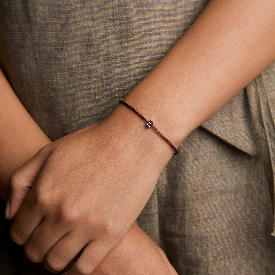 E Initial Click Charm in Solid White Gold-Astrid &amp; Miyu