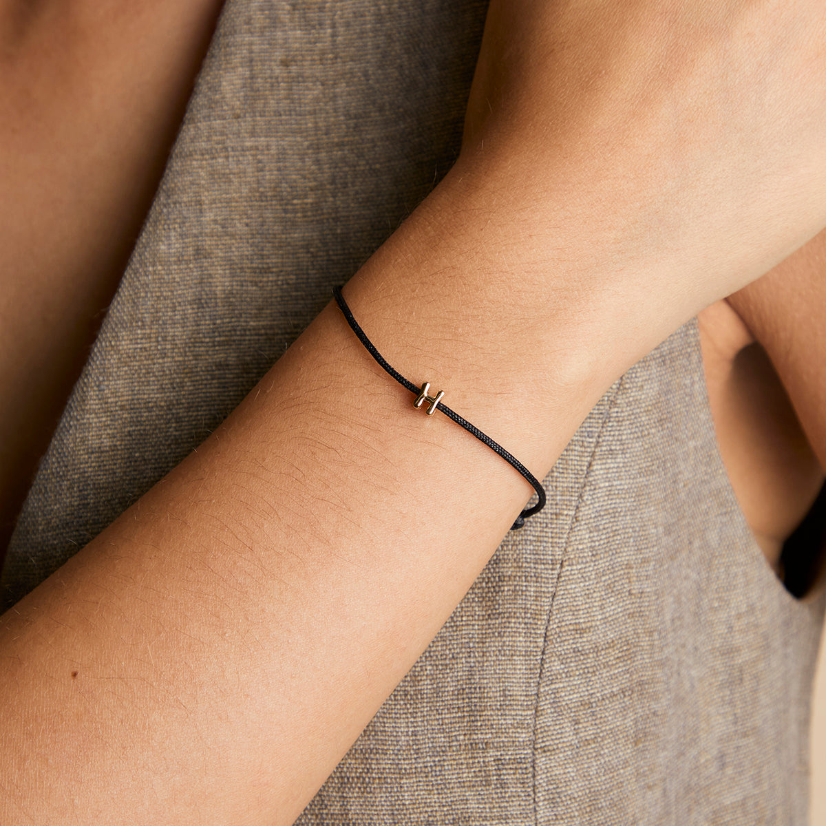 H Initial Click Charm in Solid Gold-Astrid &amp; Miyu