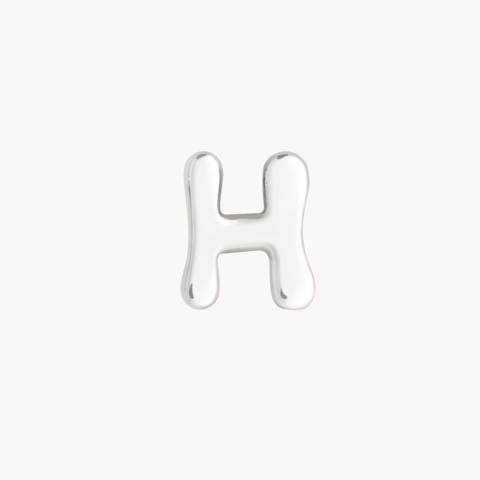 H Initial Click Charm in Solid White Gold