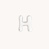 H Initial Click Charm in Solid White Gold