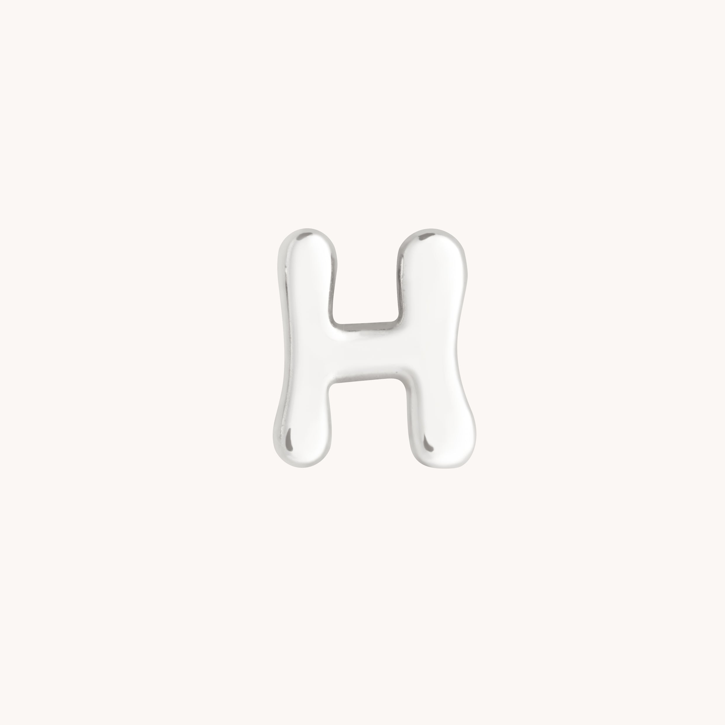 H Initial Click Charm in Solid White Gold