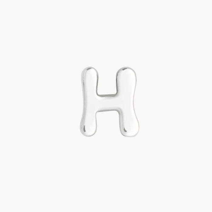 H Initial Click Charm in Solid White Gold
