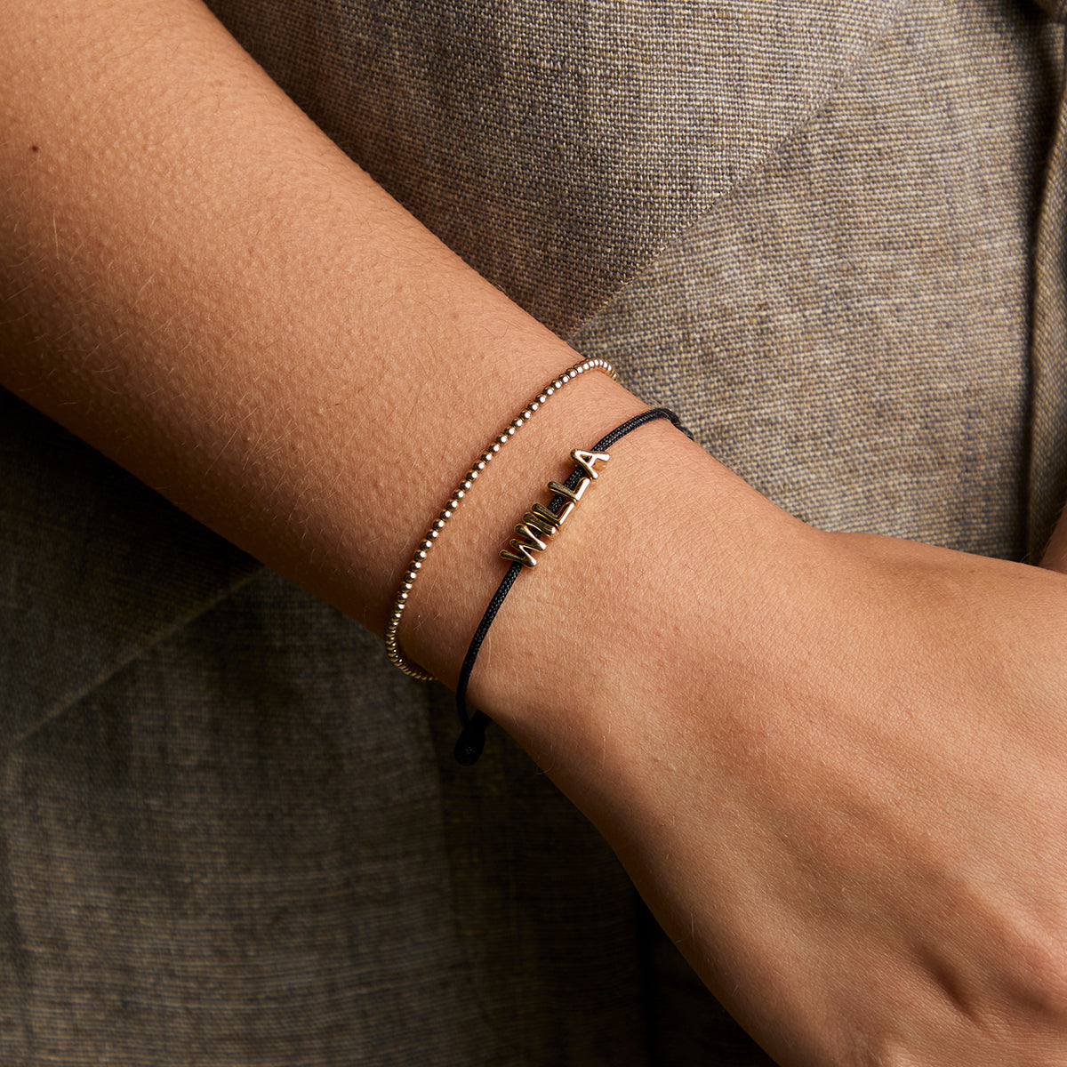 L Initial Click Charm in Solid Gold-Astrid &amp; Miyu