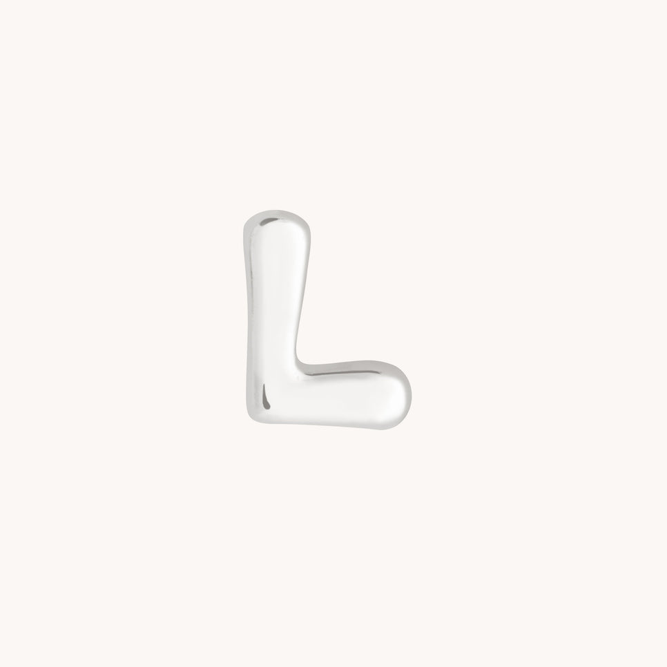 L Initial Click Charm in Solid White Gold