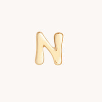 N Initial Click Charm in Solid Gold
