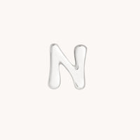 N Initial Click Charm in Solid White Gold