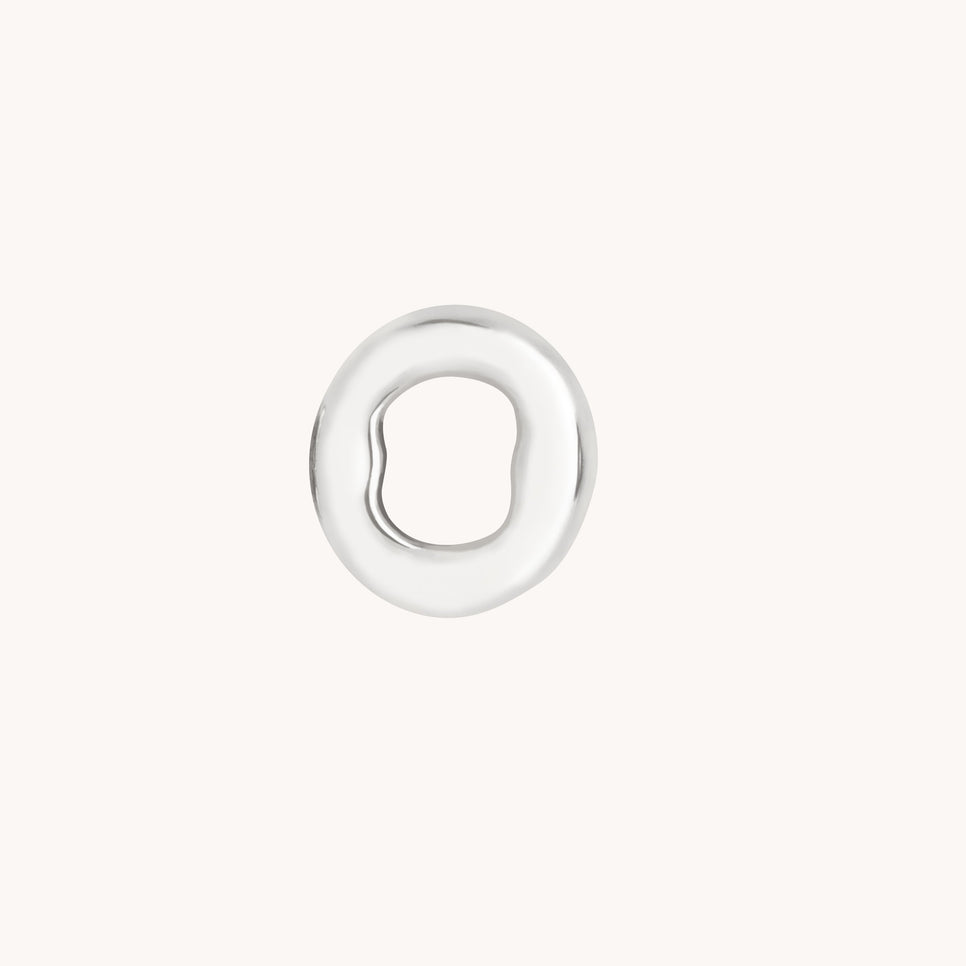 O Initial Click Charm in Solid White Gold