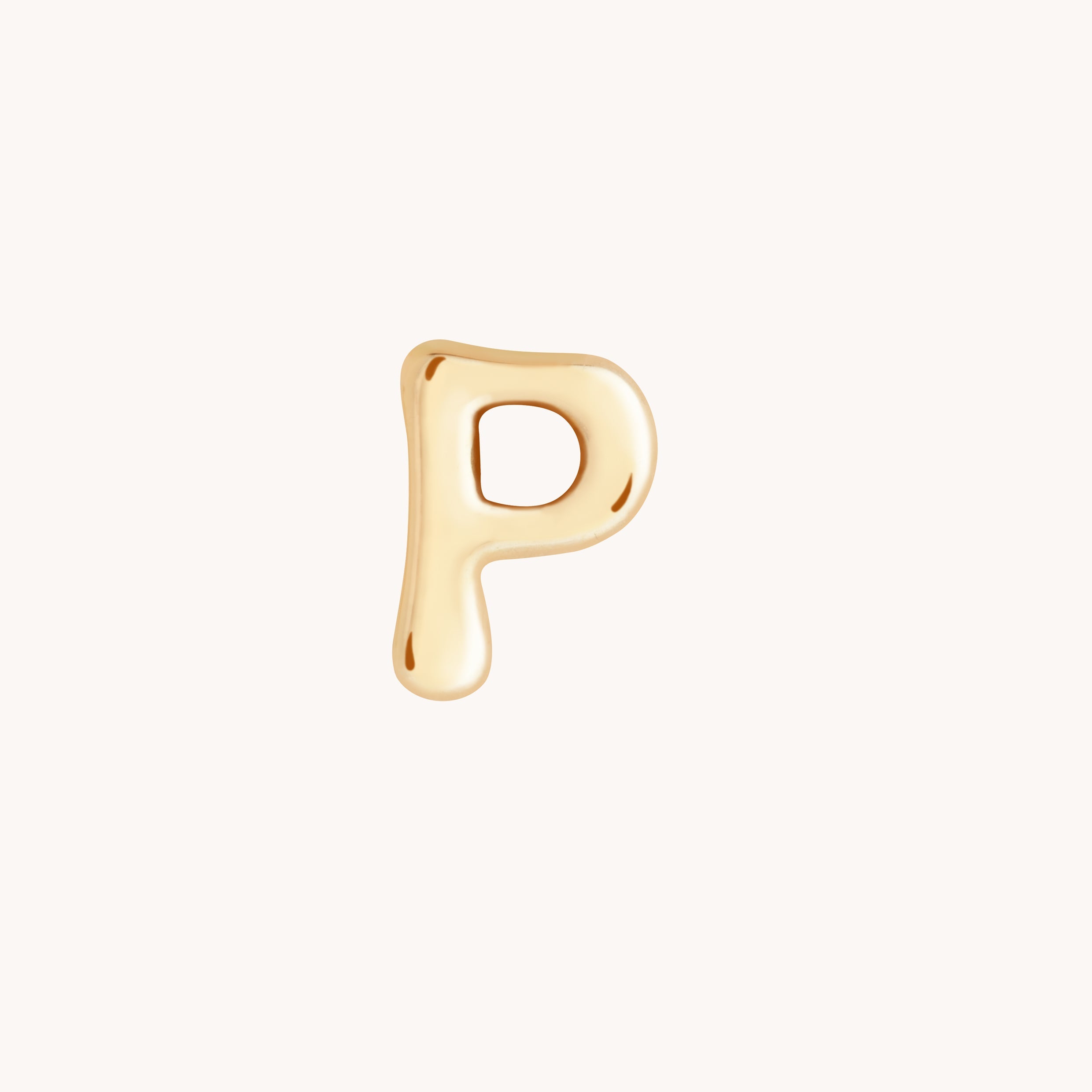 P Initial Click Charm in Solid Gold