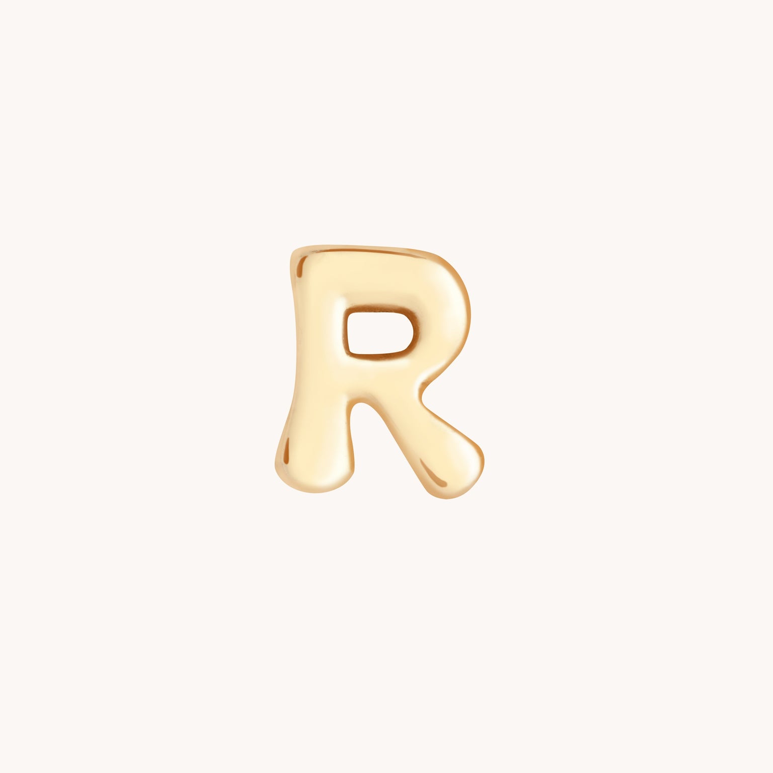 R Initial Click Charm in Solid Gold