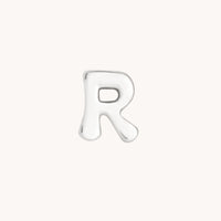 R Initial Click Charm in Solid White Gold