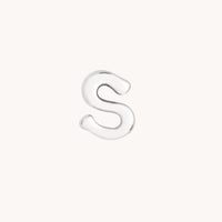 S Initial Click Charm in Solid White Gold