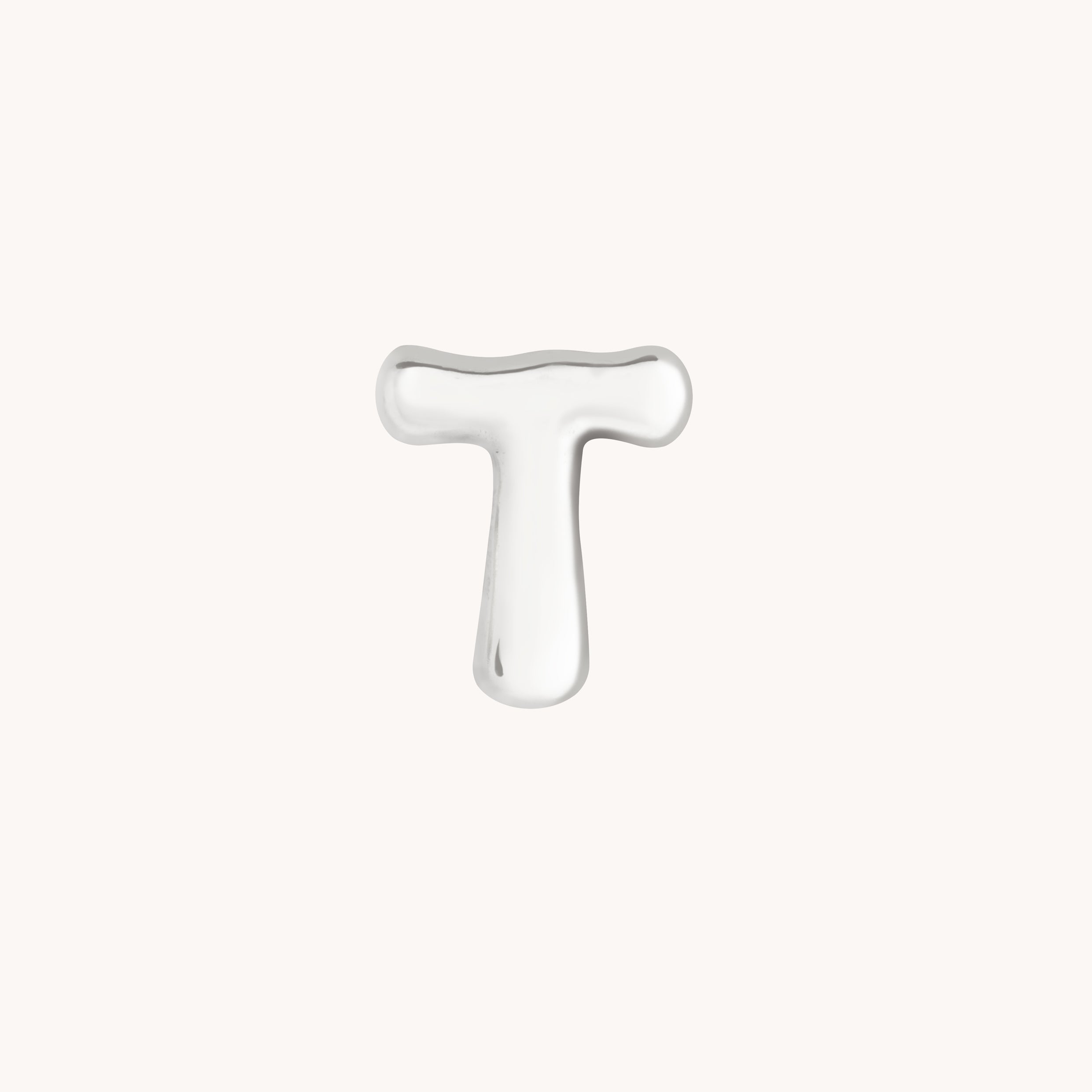 T Initial Click Charm in Solid White Gold