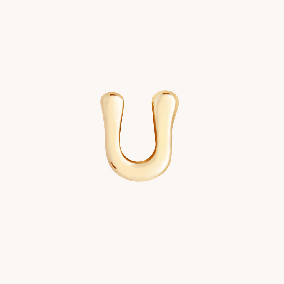 U Initial Click Charm in Solid Gold-Astrid &amp; Miyu