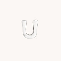 U Initial Click Charm in Solid White Gold