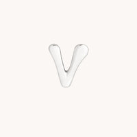 V Initial Click Charm in Solid White Gold-Astrid &amp; Miyu